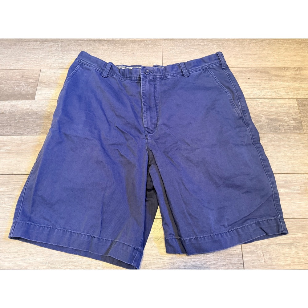 IZOD Mens Size 36 Blue Chino Shorts Flat Front 100% Cotton Casual Classic Summer